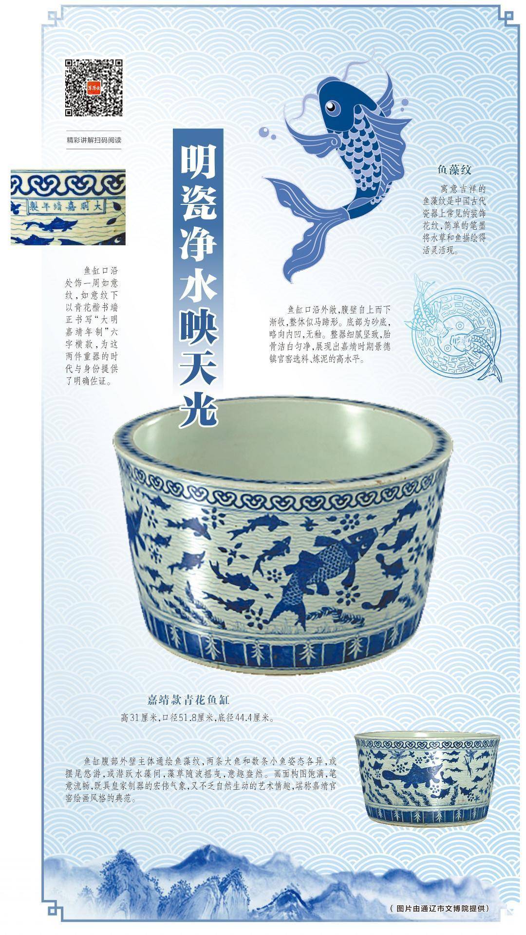 大清道光年製 底款　青花染付　鳳凰文　小缸　中国古美術 文物说丨明瓷净水映天光_搜狐网