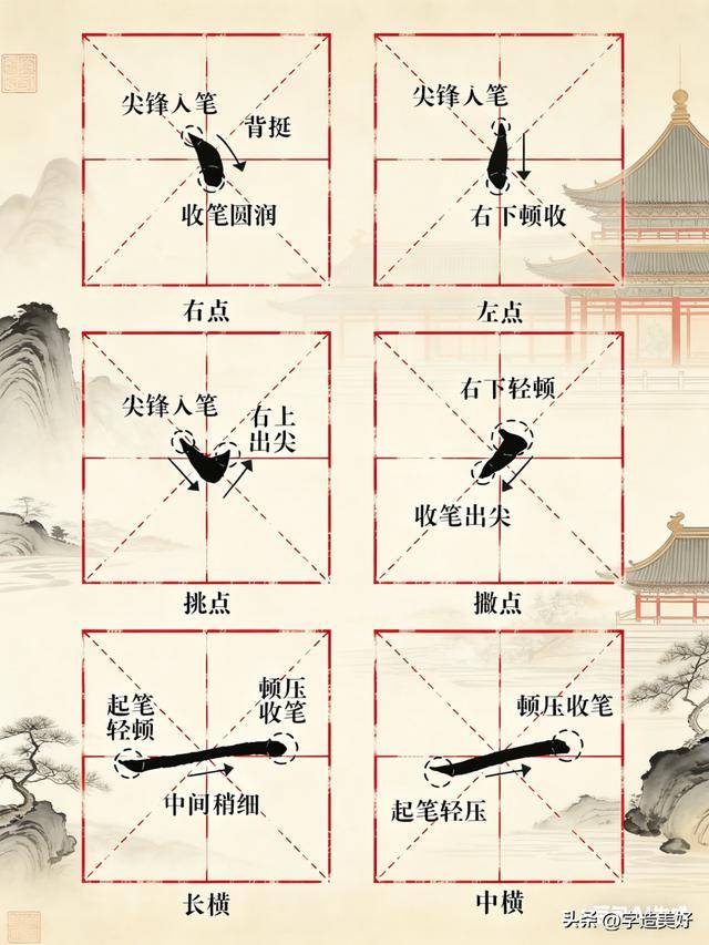 我把30个基础笔画都整理成了高清字帖_转折_收笔_起笔