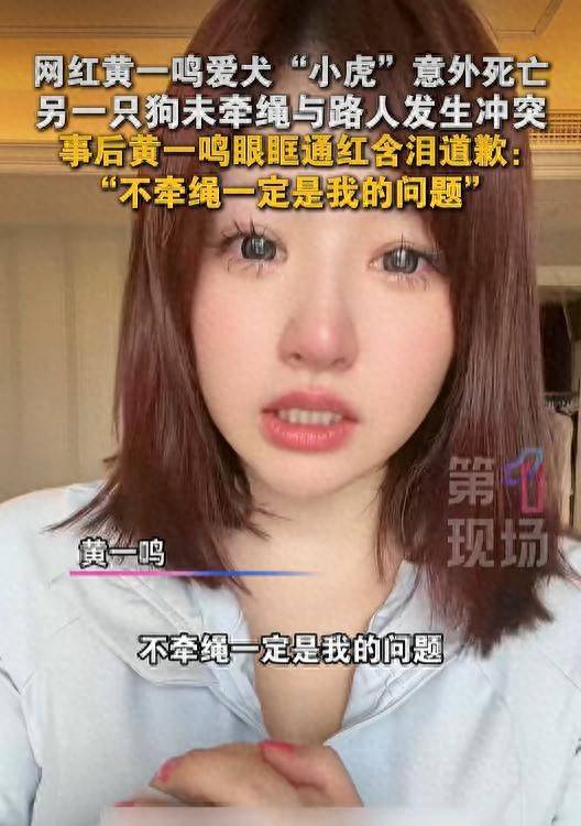 百万网红黄一鸣因宠物狗未牵绳与路人发生冲突，含泪道歉